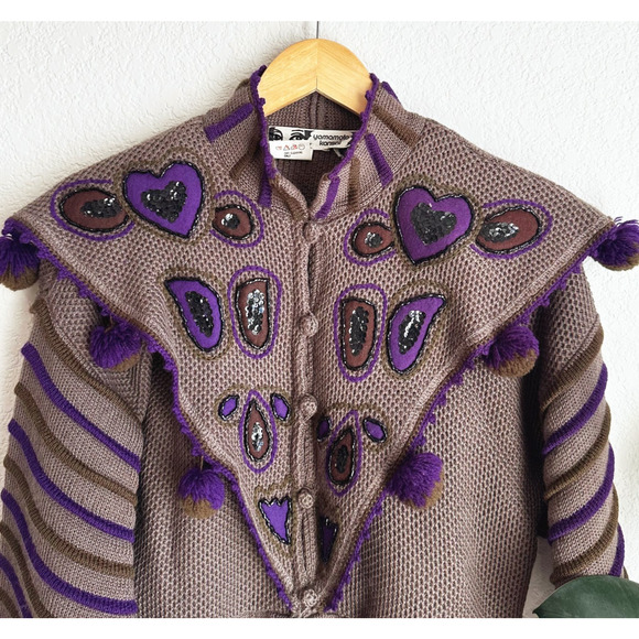 Vtg 80s Rare Yamamoto Kansai 100% Wool Cardigan Japanese Avant-Garde 3D Knit - Picture 2 of 9